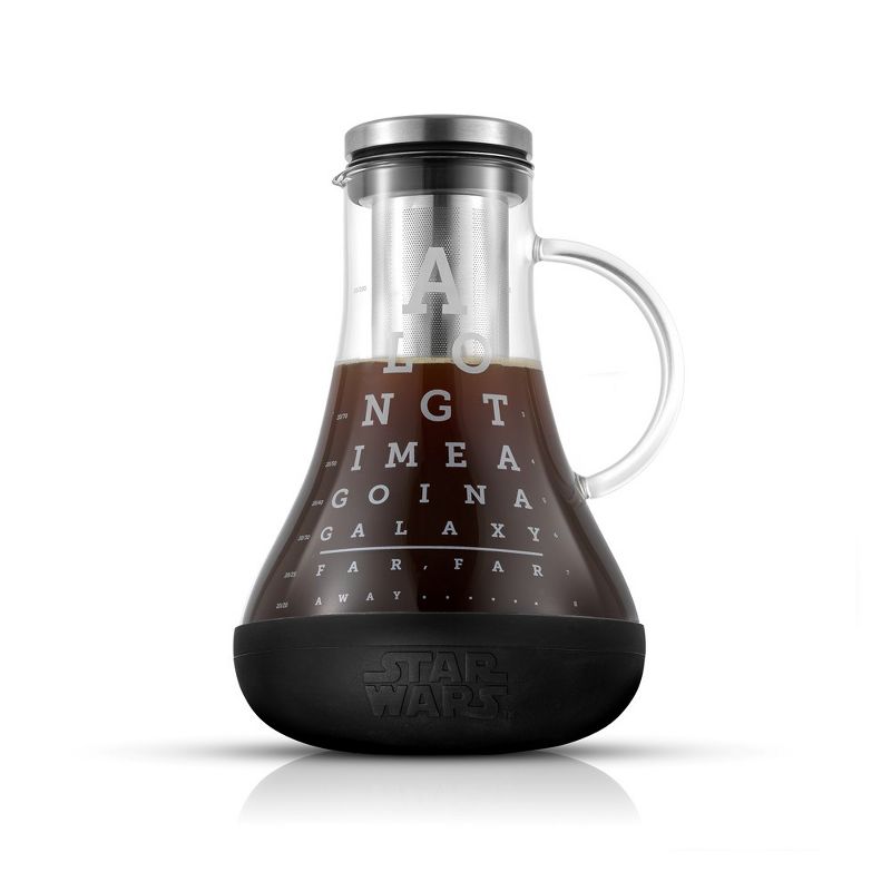 JoyJolt Star Wars Eye Chart Airtight Cold Brew Iced Coffee Maker 48 oz Non-Slip Silicone Base Glass Pitcher, 1 of 7