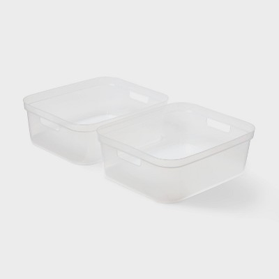 2pk Medium Open Storage Bins Clear - Brightroom™: Plastic Utility Tubs, Portable Universal Storage, 13.2 Volume Capacity