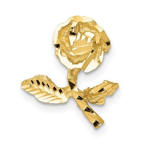 Black Bow Jewelry 14k Yellow Gold Satin & Diamond Cut Rose Stem Slide Pendant, 12mm - 1 of 4