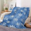1-Pack Blue Snowflake Cozy Blanket, Soft Warm Flannel All-Season Winter Throw with White Snowflakes on Blue, Christmas Gift. - 3 of 4