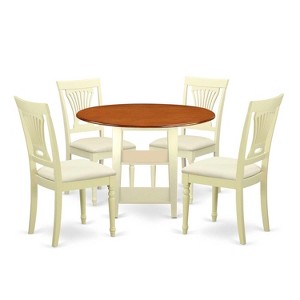 HomeStock 5-Pc Buttermilk and Cherry Solid Wood Top - Round Dining Room Set - Seats-4 - 1 of 4