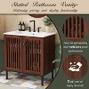 NicBex 30" Vintage Slatted Bathroom Vanity Cabinet with Ceramic Sink Combo,Chic Vanity with 2 Soft-Cose Doors&Iron Legs,Freestanding Bathroom Cabinet - 4 of 4