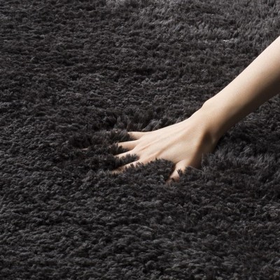 Charcoal Handwoven Faux Fur Shag Area Rug 4' x 6'