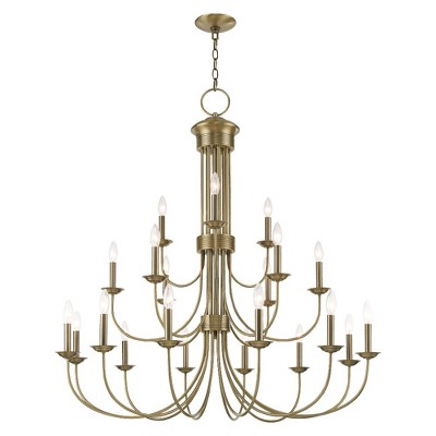 Estate Antique Brass Grand Chandelier with 21 Lights