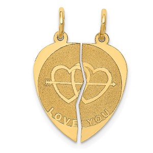 Black Bow Jewelry 14k Yellow Gold I Love You Set of 2 Charm or Pendants, 17mm - 1 of 4
