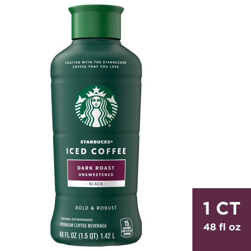Starbucks Unsweetened Dark Roast Iced Coffee - 48 fl oz, 1 of 5