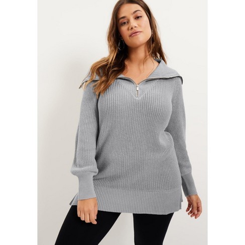 Plus size store zipper sweater