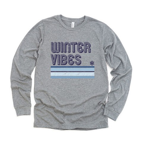 Simply Sage Market Women's Winter Vibes Stripes Long Sleeve Graphic Tee - image 1 of 4