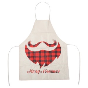 Unique Bargains Christmas Aprons Linen Beige Red Green 21.65"x26.77" 1 Pcs - 1 of 4