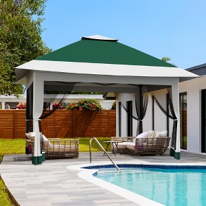 12x12 FT Gazebo Outdoor Canopy Tent, with Mosquito Netting, 4 Sandbags & Wheeled Bag, Double Tiers & Mesh Netting, for Backyard - 1 of 4