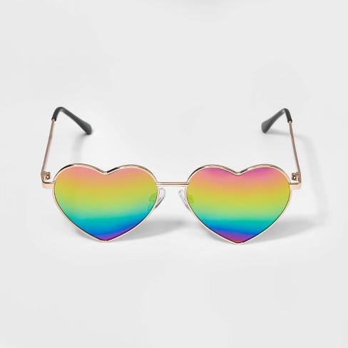 Studded Pink Heart Cat Eye Sunglasses