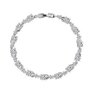 Hollywood Sensation Dainty Cubic Zirconia Tennis Bracelet with Round Cut AAA+ Cubic Zirconia 7.25 Inches Gold - 1 of 4