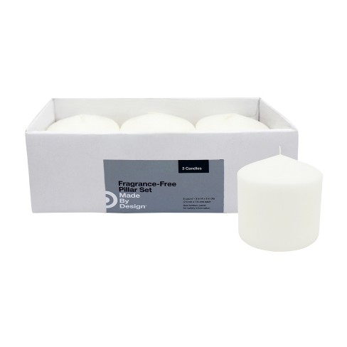 3" x 3" 3pk Unscented Pillar Candle Set - Made By Design™ - image 1 of 1