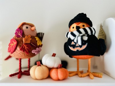Featherly Friends 'Raker' Halloween Harvest Fall Raking Leaves