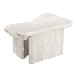 HomeRoots Set of Two Natural Solid Wood Triangle Pedestal Nested Coffee Tables - 1 of 4