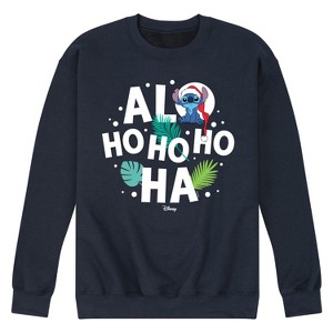 Men's - Lilo and Stitch - Alo Ho Ho Ho Ha Christmas Graphic Fleece Sweatshirt - 1 of 4