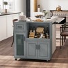 Tangkula Kitchen Island Cart on Wheels Microwave Cabinet w/ Frosted Tempered Glass Door - 3 of 4