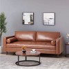 Mid-Century Modern Design 3-Seat Sofa for Living Room, Tufted Sofa with Bolster Pillows, PU Leather Couch with Wood Legs-Baofuwish - 3 of 4