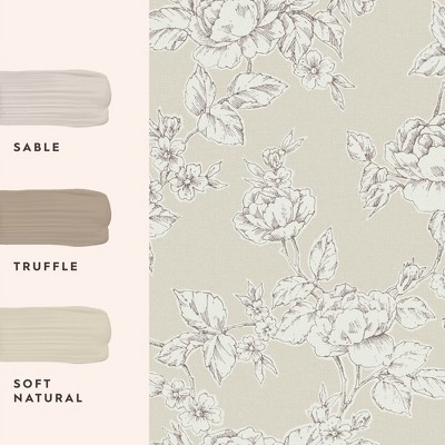 Pollington Roses Beige Non-Woven Removable Wallpaper Roll