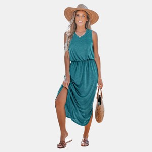 Women's Scoop Neck Side Slit Maxi Dress - Cupshe - 1 of 4