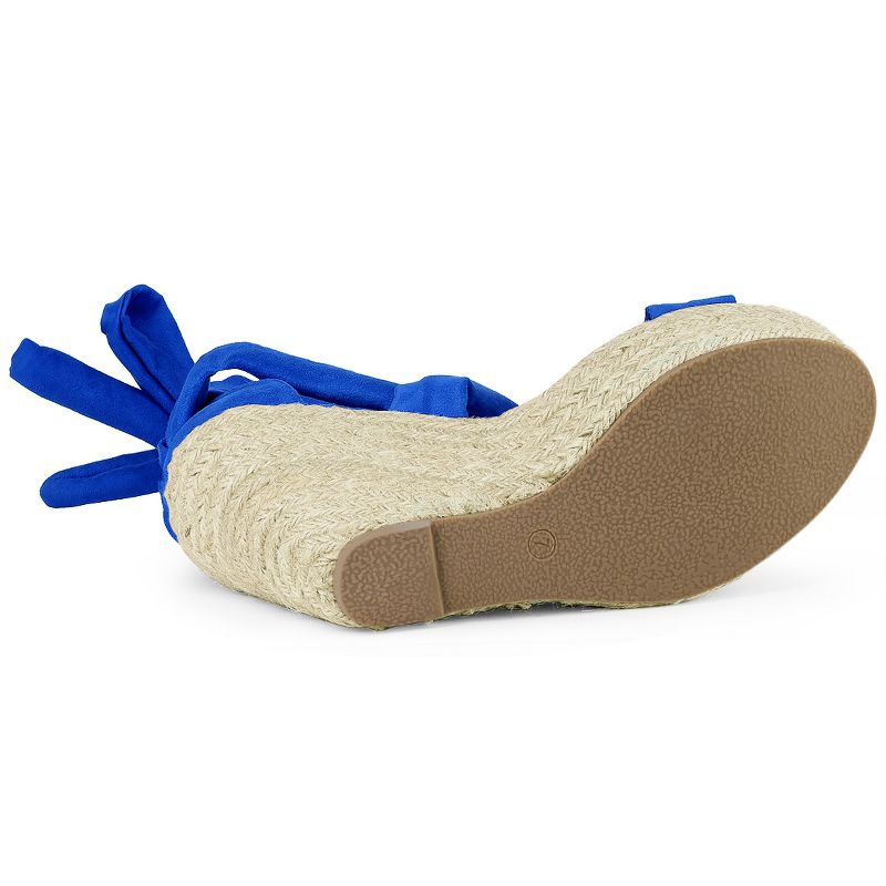 Allegra K Women's Espadrille Platform Wedges Heel Lace Up Sandals, 5 of 8