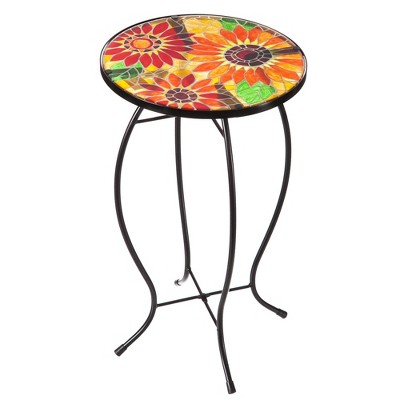 Evergreen Sunflower Mosaic Glass Side Table