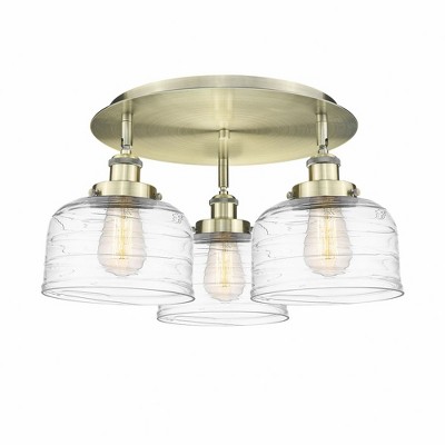 Bell - 3 Light Flush Mount In Art Deco Style-9.25 Inches Tall and 19.75 Inches Wide