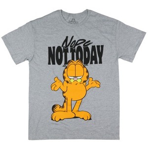 Seven Times Six Garfield Shirt Men's Nope Not Today Adult Short Sleeve Tee Gray - 1 of 3