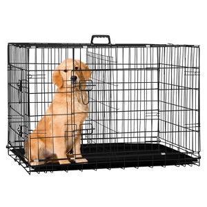 FDW 18-48in Dog Crates for Dogs Folding Mental Wire Crates Dog Kennels Pet Crate with Removable Tray and Handle - 1 of 4
