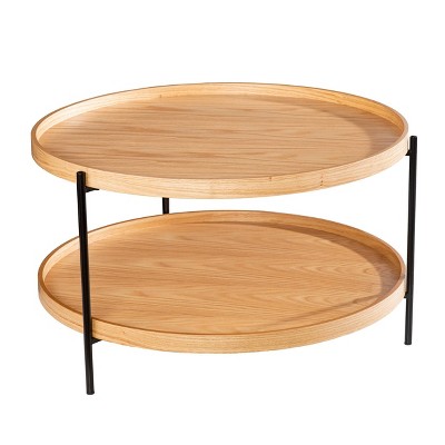 Wemve Round Cocktail Table Natural/Black- Aiden Lane