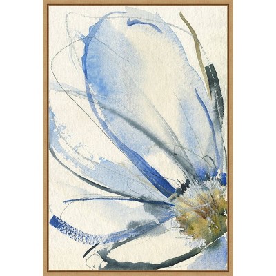 16" x 23" Cobalt Petals I by Jennifer Goldberger Framed Wall Canvas - Amanti Art