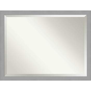 44" x 34" Brushed Nickel Framed Wall Mirror Silver - Amanti Art