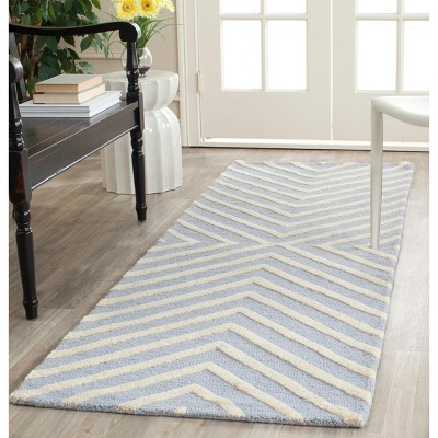 Light Blue and Ivory Hand-Tufted Wool Area Rug