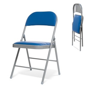 Real Relax Folding Chairs with Padded Seats for Events Home Office, Pu Leather Folding Chair - 1 of 4