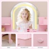 Kids Vanity with Mirror, 2 in 1 Little Girls Vanity Table & Stool, Kids Makeup with Bookshelf, Drawer & Open Shelves for 3-9 Years Girls - 3 of 4