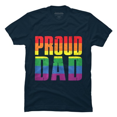 Adult Design By Humans Rainbow Pride Proud Dad By Luckyst T-Shirt - Navy - X Large