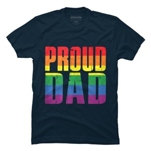 Adult Design By Humans Rainbow Pride Proud Dad By Luckyst T-Shirt - Navy - X Large - 1 of 2