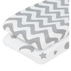 Everyday Kids 2-Pack Changing Pad Covers – 100% Cotton Jersey, Soft & Breathable – Gray Moon & Stars + Chevron – Fits Most Changing Pads - 2 of 4