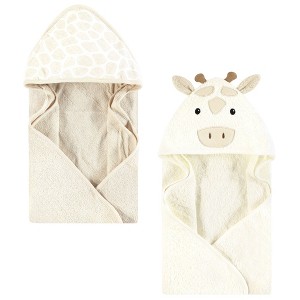 Hudson Baby Cotton Animal Face Hooded Towel, Beige Giraffe, One Size - 1 of 4