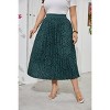 Plus Size Pleated Skirt Women's Plus Size Skirt Boho Midi Skirts with Pockets - 2 of 4
