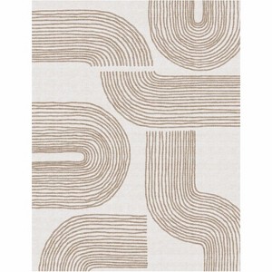 Machine Washable Area Rugs with Non-Slip Backing - Soft Vintage Farmhouse Grid Pattern No Shedding Low Pile Carpet for Living Room - 1 of 1