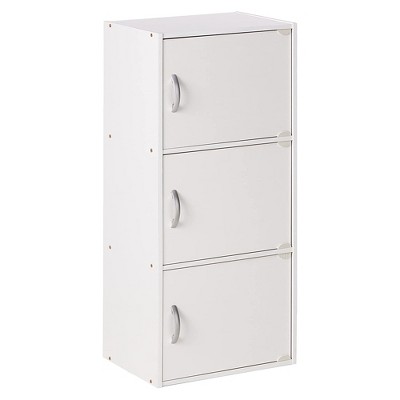 Hodedah Heavy Duty Engineered Wood 3 Door Enclosed Multipurpose Storage Cabinet for Kitchen, Office, Kids Room, and Other Home Organization