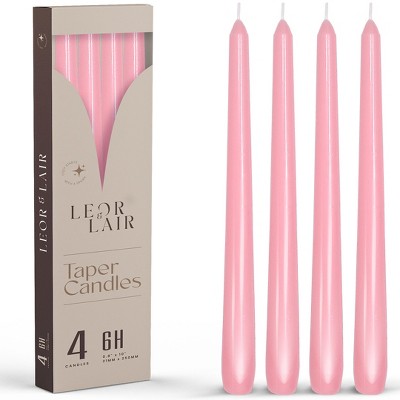 Leor & Lair 10" Taper Candles - 4 Pack - Unscented Tapered Candlesticks for Dinner, Home, and Holiday