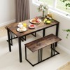 Tangkula 4-Piece Dining Table Set Industrial Kitchen Table Set w/ Bench & 2 Stools - 2 of 4