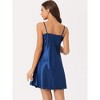 cheibear Women's Satin V-Neck Sleeveless Lace Trim Lounge Camisole Pajama Mini Dress Silky Nightgowns - 3 of 4
