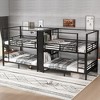 Full Size Quadruple Metal Bunk Bed with Wardrobe and Storage Shelves, Heavy-Duty Frame with Guardrails and Staircase,kids bed - 3 of 4