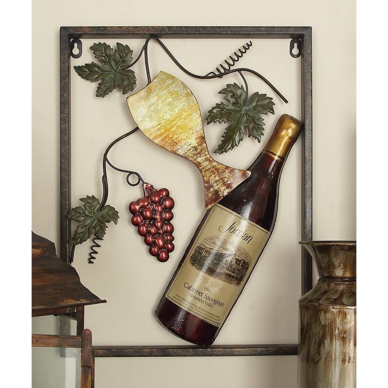 Set of 4 Metal Wine Wall Decors with Grapes Detailing - Olivia &#38; May, 5 of 9