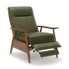 Faux Leather Wood Arm Push Back Recliner with Chestnut Wood Arms, Cushioned Headrest and 3-Position Mechanism - 2 of 4