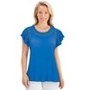 Collections Etc Double Layer Flutter Sleeve Eyelet Trim Stylish Top - 4 of 4