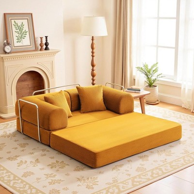 KERDOM Corduroy Modular Floor Couch with Pillow, Reversible Floor Sofa Bed for for Living Room Bedroom, Comfy Modern Sofa Convertible Folding Couches